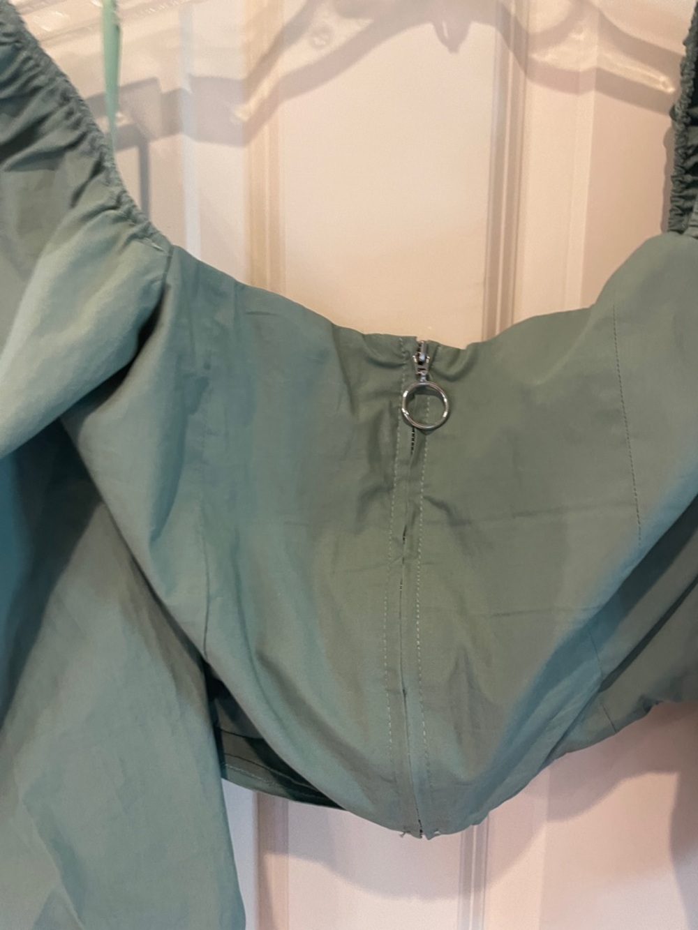 SHEIN 100% Cotton Sage Green Puff Sleeve Midi Matching Set - Picture 3 of 6